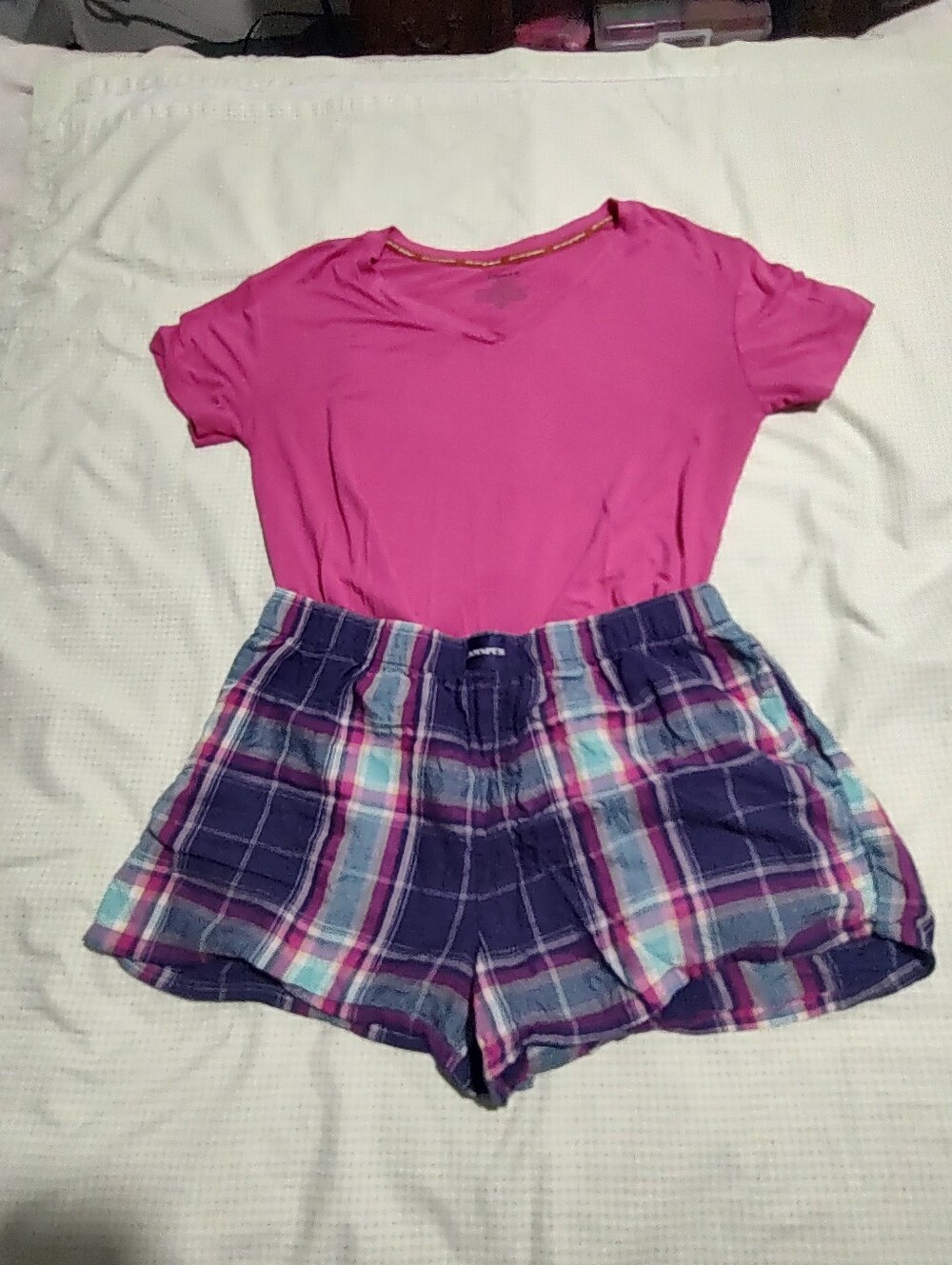 Women's Purple Plaid Athletic Shorts - Lightweight Comfort